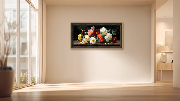 Peonies on Table (Gallery Edition) 60x30 in