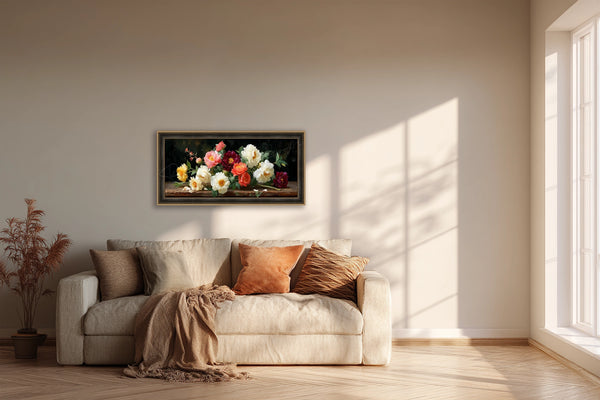 Peonies on Table (Collector Edition) 48x24 in